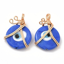 Wire Wrapped Handmade Lampwork Pendants&nbsp;KK-E076-03G-03