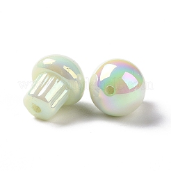 UVメッキレインボー虹色不透明アクリルビーズ  キノコ  薄緑  14.5x12.5mm  穴：1.6mm&nbsp;OACR-C010-07D