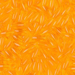 透明な色のガラスシードビーズ  オーバル  オレンジ  9x4mm  穴：1.2mm  約1875個/ポンド&nbsp;SEED-T007-16K