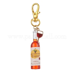 Goblet Alloy Enamel with Wine Resin Pendant Decorations&nbsp;HJEW-JM02524