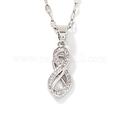 Hip-hop Style Brass Micro Pave Clear Cubic Zirconia Ribbon Pendant Necklaces&nbsp;VJ5246-1