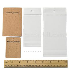 200個 2種類の長方形厚紙紙イヤリングディスプレイカード  プラスチック製のピアスキャッチ400個と200種類のOPP透明プラスチックバッグ2個付き  キャメル  カード：7~10x5~6.5x0.05センチメートル  100個/スタイル&nbsp;CDIS-FS0001-28