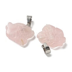 天然＆合成混合原石のペンダント  201ステンレススチール製金具付き  魚  19x20x5.5mm  穴：4x7mm&nbsp;G-B127-16P