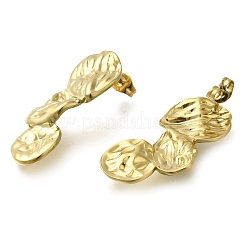 イオンプレーティング（IP）304ステンレススチールナゲットスタッドピアス  18KGP本金メッキ  33x18mm&nbsp;EJEW-I312-03G