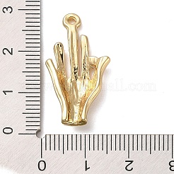ラインストーン ペンダント付き合金  手  ゴールドカラー  27.5x15x4mm  穴：1.5mm&nbsp;PALLOY-K021-02B-G