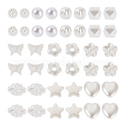 500個10スタイルabsプラスチックイミテーションパールビーズ  パンプキン＆フラワー＆キューブ  アンティークホワイト  6~12x6~12x3~8mm  穴：1.4~2.3mm  50個/スタイル&nbsp;KY-BY0001-02