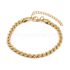 女性用304ステンレススチールリンクチェーンブレスレット  PVD真空メッキ  22KGP本金メッキ  7-1/4インチ（18.3cm）&nbsp;BJEW-Z143-05G