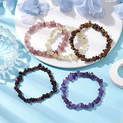 12 Constellation Natural Mixed Gemstone Chip Beaded Stretch Bracelets Sets for Women Men&nbsp;BJEW-JB10264-11