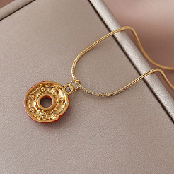 Vintage 304 Stainless Steel Enamel Donut Pendant Necklaces for Women&nbsp;ZG5445