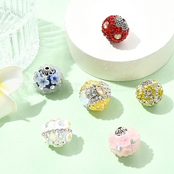 6Pcs 6 Colors Handmade Polymer Clay Rhinestone Indonesia Beads&nbsp;CLAY-YW0002-75