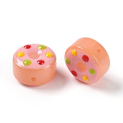 ランプワークビーズ  ドーナツ  サンゴ  15x10mm  穴：1.2mm&nbsp;LAMP-C015-01E