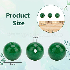 2連売り天然マレーシアジェイドビーズ連売り  ラウンド  染め  濃い緑  8mm  穴：1mm  約48個/連  15インチ&nbsp;G-OC0002-45