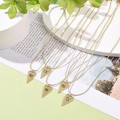 5Pcs 5 Color Cubic Zirconia Heart with Evil Eye Pendant Necklaces Set with Round Snake Chains&nbsp;NJEW-JN04086
