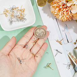 24Pcs 2 Colors Bowknot Brass Stud Earring Findings&nbsp;KK-BC0013-68