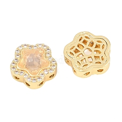 Brass Clear Cubic Zirconia Beads&nbsp;KK-B186-01G-02
