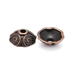 チベット風ビーズキャップ  亜鉛合金  鉛フリー＆カドミウムフリー  花  赤銅色  9x4mm  穴：1mm&nbsp;RLF0652Y