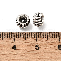 チベット風合金ビーズ  溝付き円柱  アンティークシルバー  6.5x3.5mm  穴：1.4mm  約2272個/1000g&nbsp;AL-CBA3B63-10AS