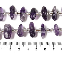 天然石アメジストビーズ連売り  ナゲット  4~8x13.5~22x5~12mm  穴：0.6mm  約17個/連  7.99''（20.3センチメートル）&nbsp;G-Q023-E01-01