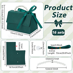Foldable Paper Wedding Candy Totes with Plastic Imitation Pearl Round Beaded Handle and Ribbon&nbsp;CON-WH0115-20B-01