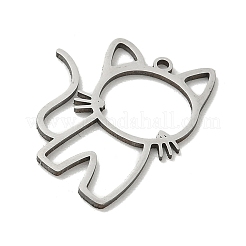 中空201ステンレスペンダント  猫の形のチャーム  ステンレス鋼色  25.5x20x1mm  穴：1.4mm&nbsp;STAS-B136-05A-P