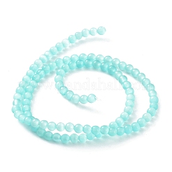 キャッツアイビーズ連売り  ラウンド  シアン  4mm  穴：0.7mm  約100~105個/連  14.37~14.69インチ（36.5~37.3cm）&nbsp;CE-F022-4mm-14
