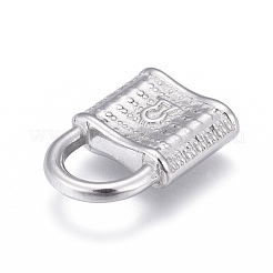 変色しない304ステンレススチールペンダント  ロック  ステンレス鋼色  17.5x12.5x4mm  穴：5x7mm&nbsp;STAS-F249-41P