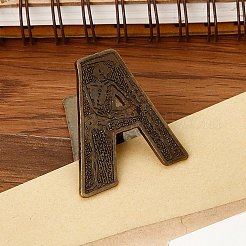合金クリップ  紙の文書用  学校事務用品  アンティークブロンズ  文字a  50x46x36mm&nbsp;AJEW-WH20054-073AB-01