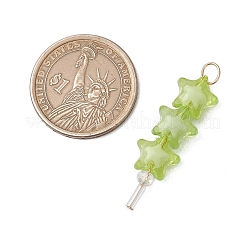 アクリル＆ガラスペンダント  304ステンレススチール製金具付き  スター  ゴールドカラー  41.5~42x11x7mm  穴：4x3.5mm&nbsp;PALLOY-JF03523