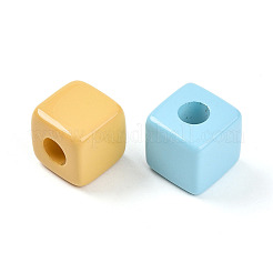 オペークアクリルヨーロピアンビーズ  キューブ  大穴ビーズ  ミックスカラー  14x14x14mm  穴：6mm&nbsp;OACR-I015-61