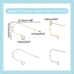 100Pcs 2 Colors 304 Stainless Steel Earring Hooks&nbsp;STAS-UN0053-63