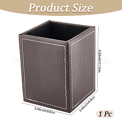 Puレザーペンホルダー  鉛筆の容器  長方形  ココナッツブラウン  88x88x115mm&nbsp;FIND-WH20019-235B