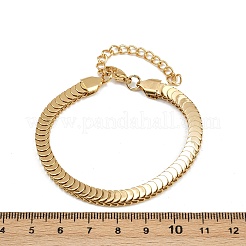 女性用304ステンレススチールリンクチェーンブレスレット  フラットラウンド  PVD真空メッキ  22KGP本金メッキ  7-1/4インチ（18.3cm）&nbsp;BJEW-Z143-16G