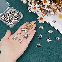 120Pcs 12 Styles Tibetan Style Alloy Connector Charms&nbsp;FIND-PH0020-07