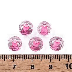 透明なアクリルビーズ  ラウンド  多面カット  濃いピンク  8mm  穴：1.6mm  約1810個/500g&nbsp;MACR-S373-133-T05