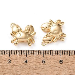 海の真鍮ペンダント  カニチャーム  18KGP本金メッキ  15x16x4.5mm  穴：1.5mm&nbsp;KK-L266-02E-G