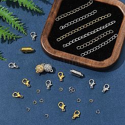 DIYジュエリー作りのパーツキット  合金ラインストーンマグネット留め具付き  真鍮製マグネットクラスプ  鉄アジャスターチェーン  304ステンレススチール丸カン  亜鉛合金カニカン  ミックスカラー&nbsp;DIY-FS0007-92