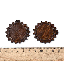 シマウッドペンダントカボションセッティング  花  染め  サドルブラウン  44.5x44.5x5mm  穴：3mm  トレイのサイズ：29.5~30mm&nbsp;WOOD-N022-03