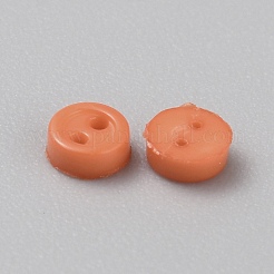 ミニ樹脂ボタン  2穴人形bjd衣服アクセサリー  フラットラウンド  チョコレート  3x1mm  穴：0.5mm&nbsp;FIND-WH0260-26I