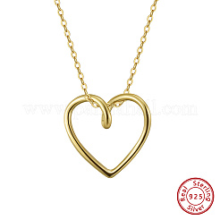 女性用スターリングシルバーハートペンダントネックレス925個  14KGP本金メッキ  17.91インチ（45.5cm）&nbsp;NJEW-C087-04G