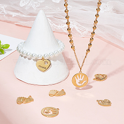 10Pcs 5 Style Mother's Day 304 Stainless Steel Pendants&nbsp;STAS-BBC0001-26