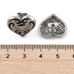316サージカルステンレススタッドピアス  ハート  アンティークシルバー  15x17.5mm&nbsp;EJEW-R022-02AS