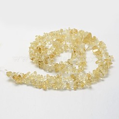 天然石シトリンビーズ連売り  チップ  きいろ  染め＆加熱  きいろ  3~5x7~13x2~4mm  穴：0.4mm  80~81cm&nbsp;G-F328-13