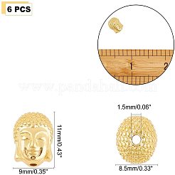真鍮ビーズ  仏頭  ゴールドカラー  11x9x8.5mm  穴：1.5mm  6個/箱&nbsp;KK-AR0001-21G