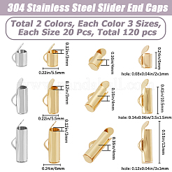120Pcs 6 Style 304 Stainless Steel Slide On End Clasp Tubes&nbsp;STAS-BBC0003-54