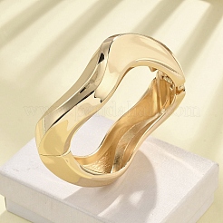 女性用合金ヒンジ付きバングル  幾何学的な  ゴールドカラー  1-1/8インチ（2.8cm）  内径：2インチ（5cm）x2-3/8インチ（6.1cm）&nbsp;BJEW-D312-03G