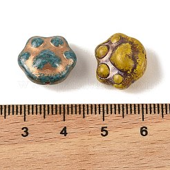 ペイントガラスビーズを焼く  ミックスカラー  足跡  13.5x15x8.5mm  穴：1.2mm&nbsp;DGLA-G004-02E