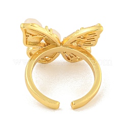 Rack Plating Butterfly Brass Micro Pave Clear Cubic Zirconia Cuff Rings for Women&nbsp;RJEW-C103-07G
