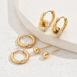 3 Pairs Minimalist Stainless Steel Earrings Sets&nbsp;KR5493