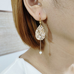 Brass & Zinc Alloy & Shell Pearl Dangle Earrings for Women&nbsp;WGE207B-02