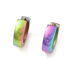 304ステンレススチール研磨効果フープピアス  イオンプレーティング（ip）  虹色  13x4mm&nbsp;EJEW-M001-29C-A